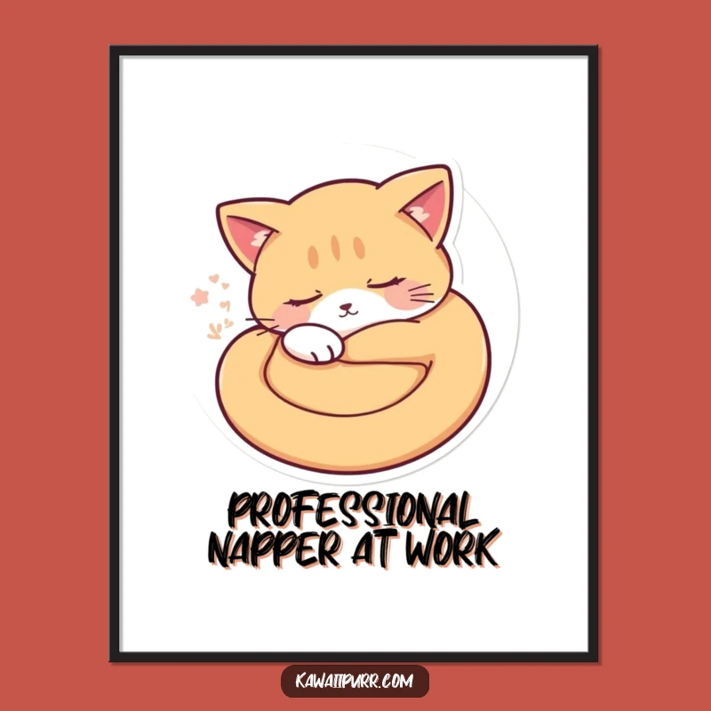 Free Printable Sleepy Cat Wall Art: Funny Cozy Vibes Downloadable Decor