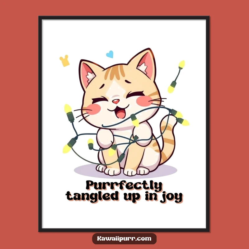 Free Printable Wall Art: Comical Tangled Cat, Humorous Downloadable Decor