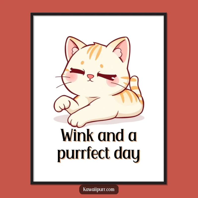 Free Printable Mischievous Kawaii Cat Wall Art - Funny Downloadable Playful Art