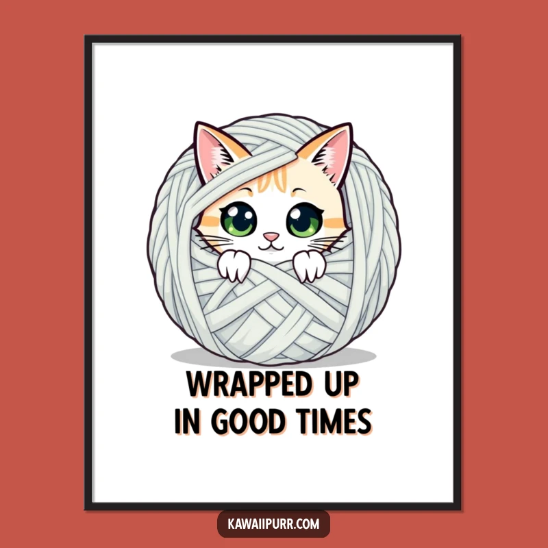 Free Printable Cat Wall Art: Curious Yarn Peek Funny Downloadable Art