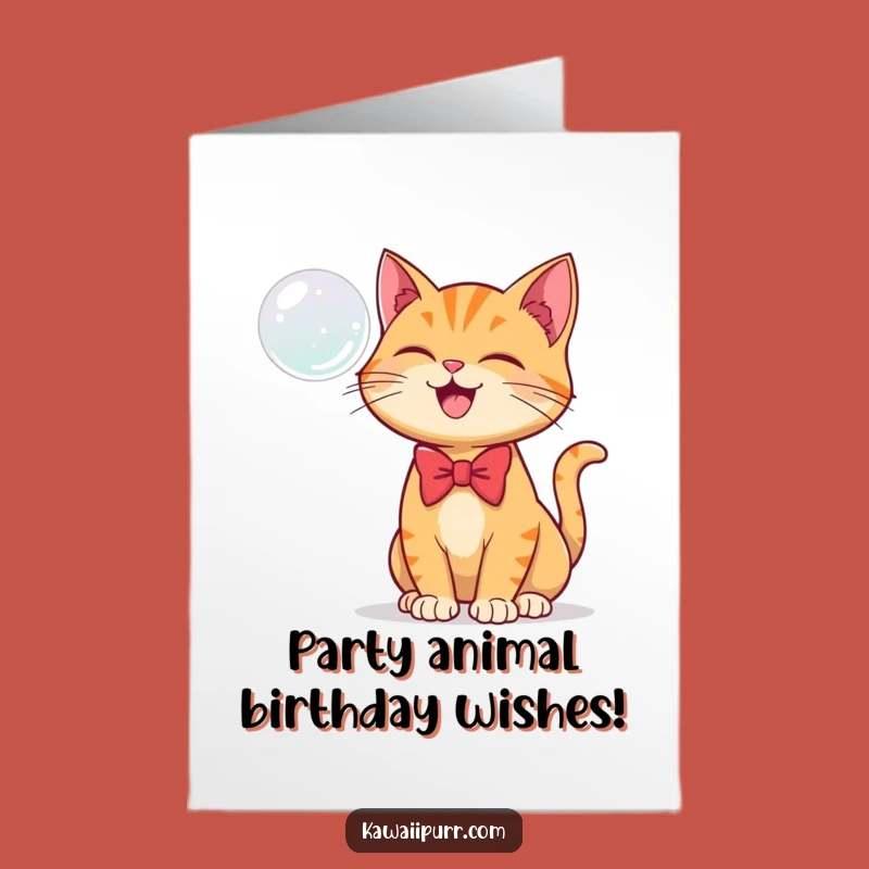 Free Printable Birthday Card: Cat & Bubble - Funny Downloadable Gift!