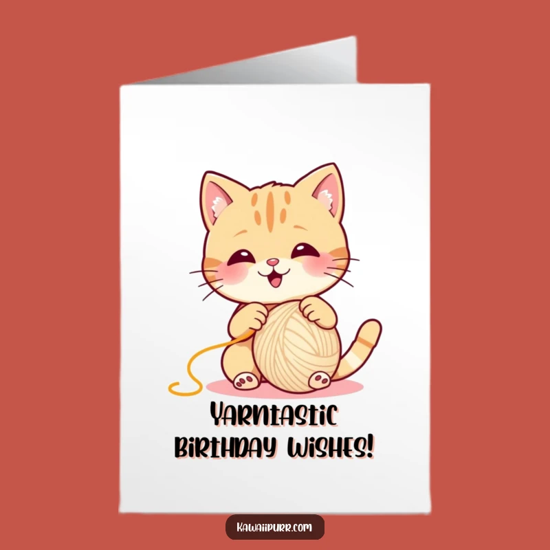 Free Printable Birthday Card: Funny Cat Yarn Fun, Perfect DIY Gift!