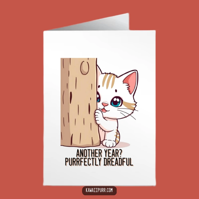 Free Printable Birthday Card: Funny Mischievous Cat Hiding, Perfect Downloadable Gift!