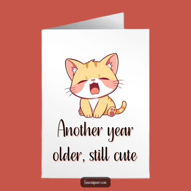 Free Printable Birthday Card: Lazy Kitten Yawn Funny Downloadable Gift