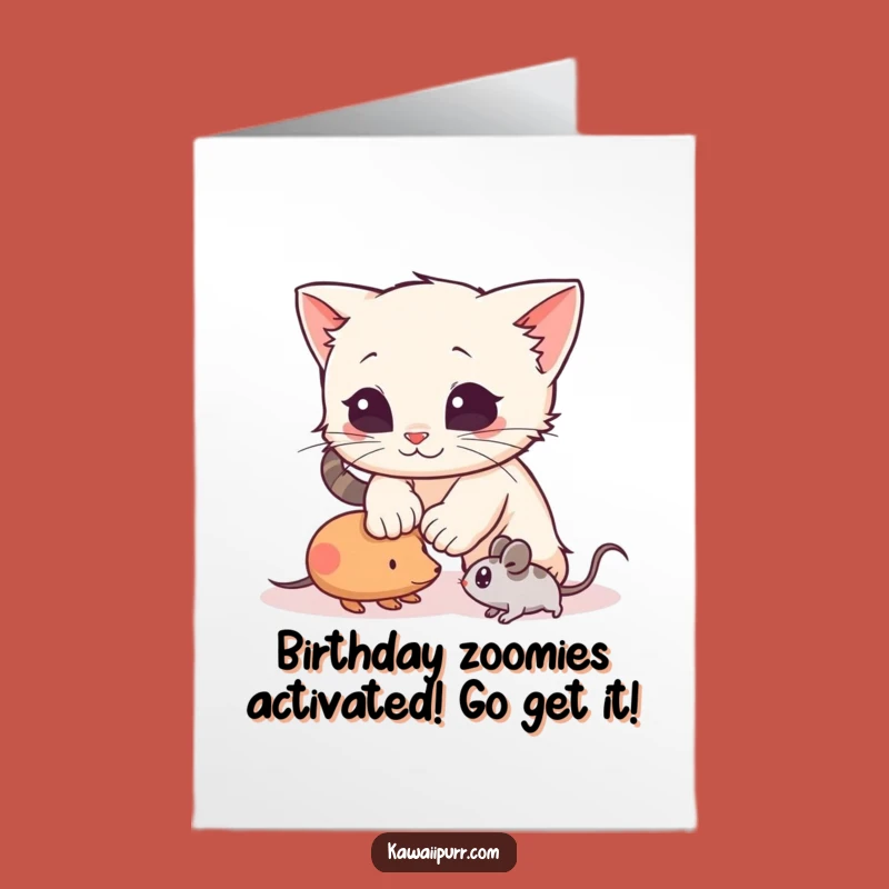 Free Printable Birthday Card: Playful Kitten Pounce Funny Downloadable Gift