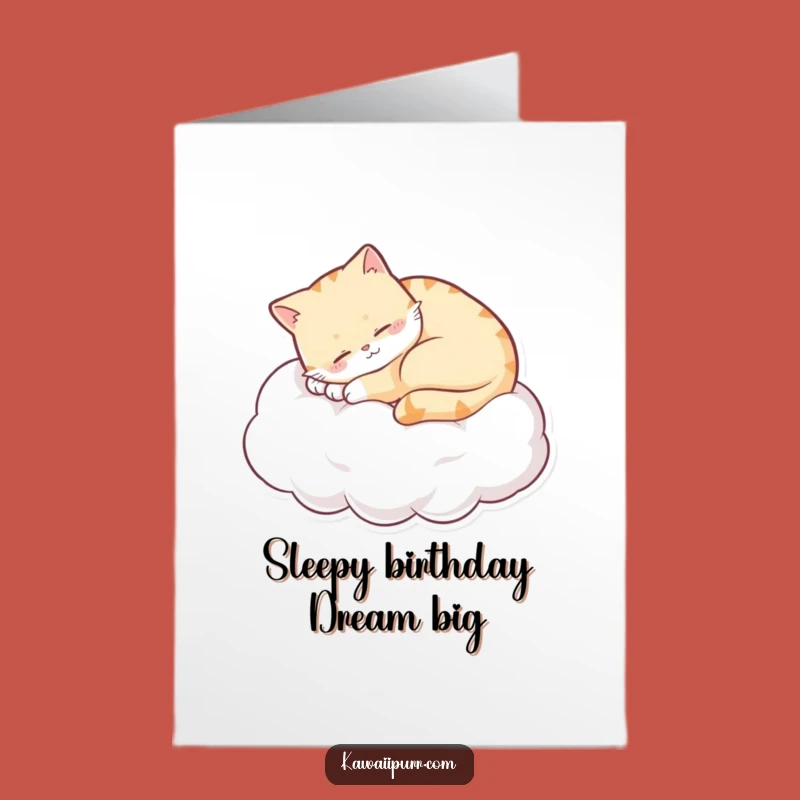 Free Printable Birthday Card: Sleepy Cat Cloud Nap - Funny Downloadable Gift!