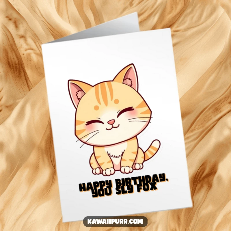 Funny Free Printable Birthday Card: A cat winking with a sly, mischievous grin, perfect for a playful gift.