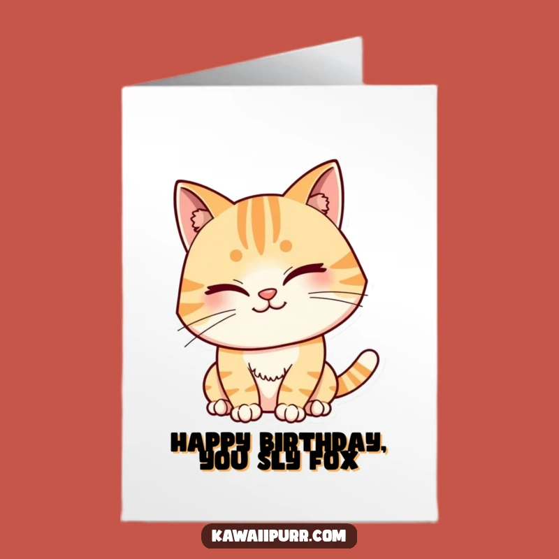 Free Printable Birthday Card: Winking Cat Mischief Funny Downloadable Gift