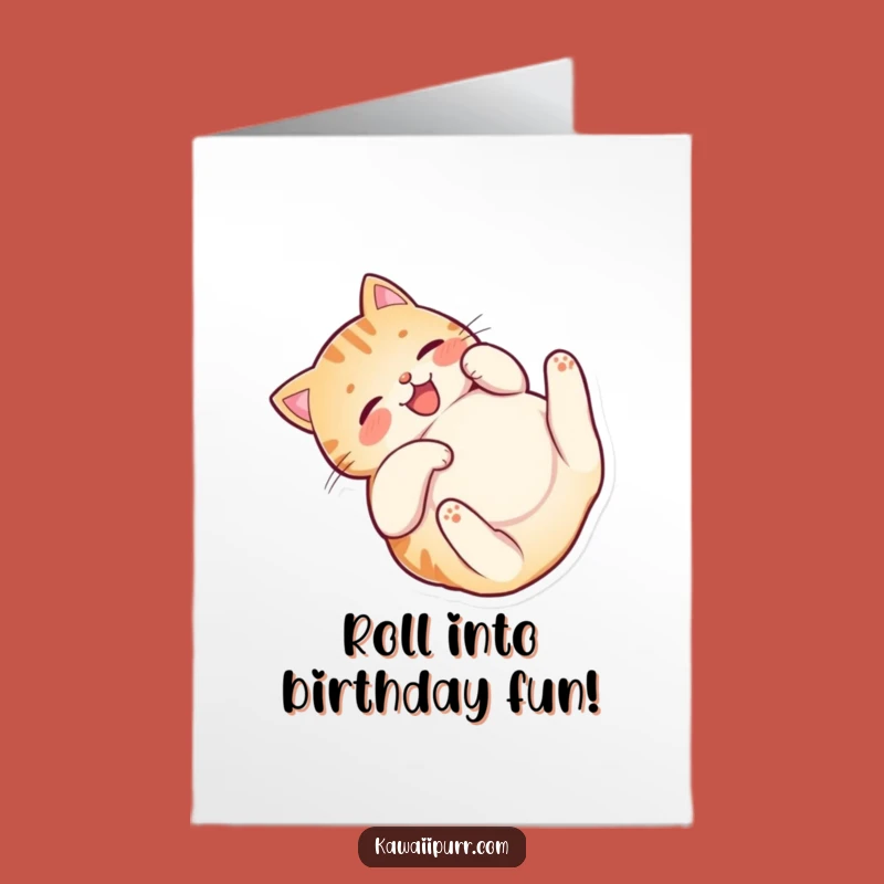 Free Printable Funny Cat Birthday Card: Belly Rub Request Downloadable