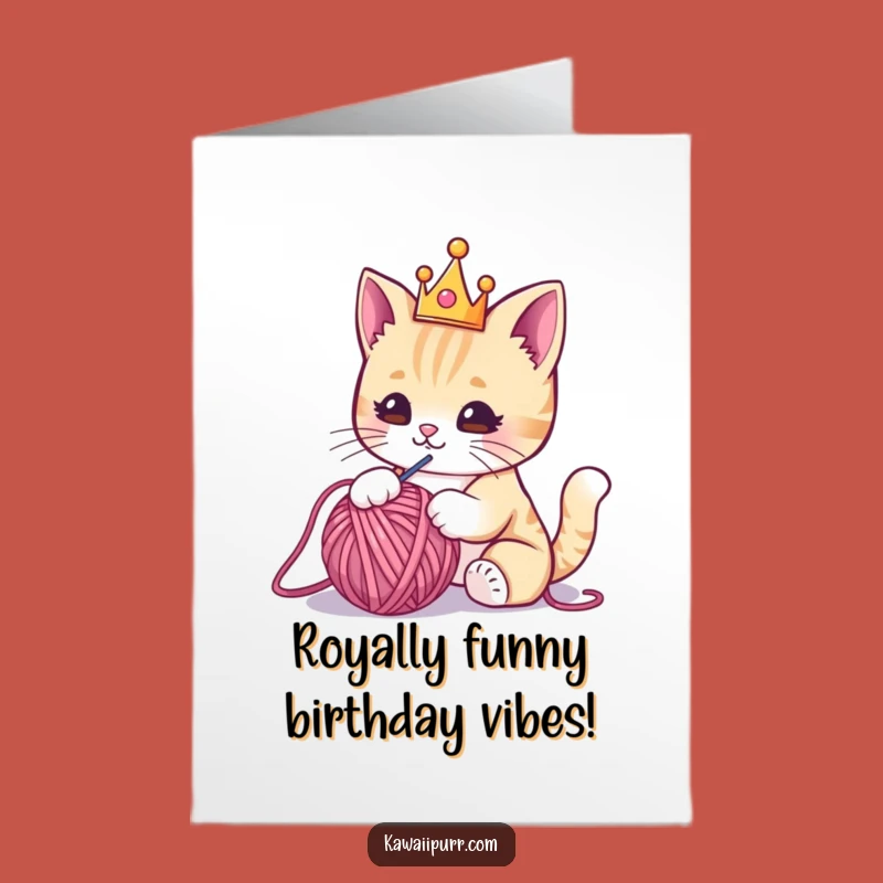 Free Printable Royal Kawaii Cat Birthday Card - Funny Downloadable Royal Greeting