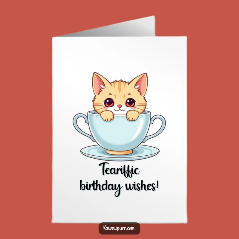 Free Printable Kawaii Cat Birthday Card: Hilarious Peeking Cat Funny Downloadable Gift