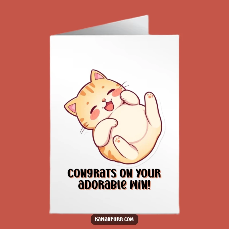 Free Printable Cat Congrats Card: Belly Roll, Downloadable Celebration