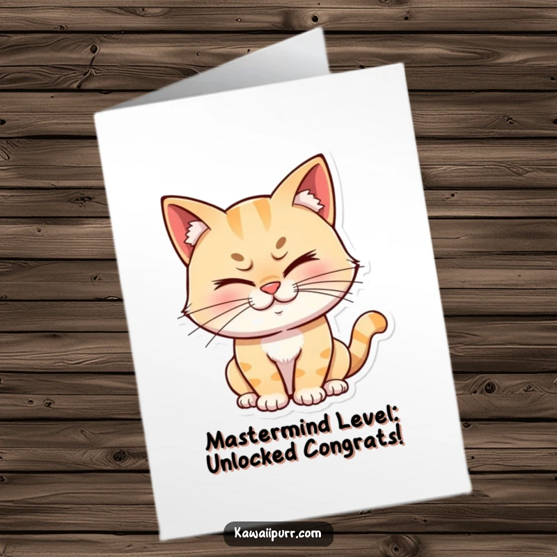 Funny Free Printable Congratulations Card: A sly cat winks at the viewer, its mischievous grin promising shared secrets and celebration.