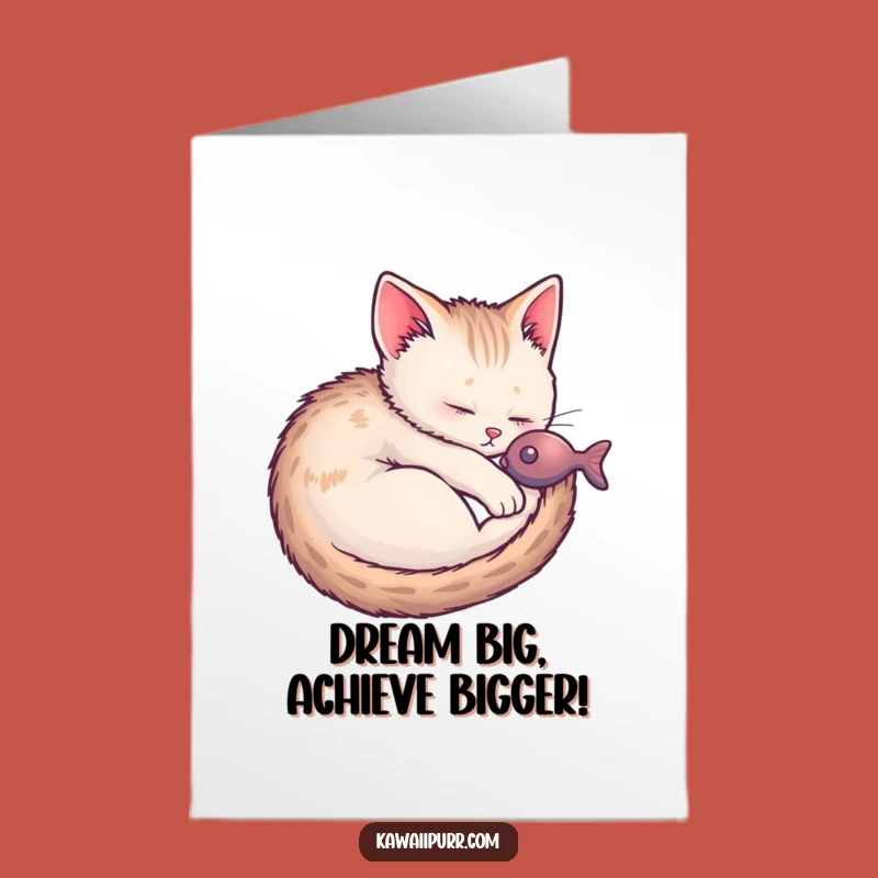 Free Printable Congrats Card: Dreaming Kitten, Funny Downloadable Gift for Success and Joy