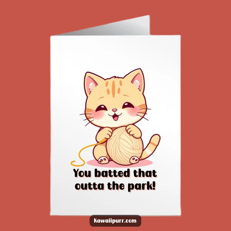 Free Printable Congrats Card: Hilarious Cat Yarn Celebration, Downloadable Gift!