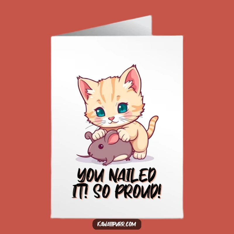 Free Printable Congrats Card: Kitten Pouncing - Hilarious Downloadable Gift for Any Win