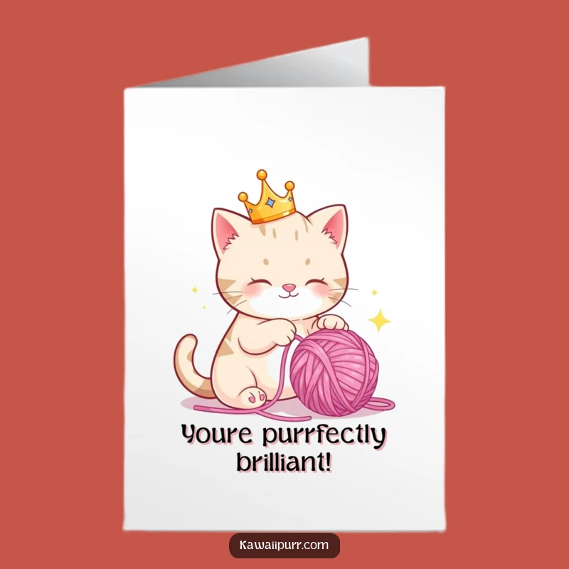 Free Printable Congrats Card: Royal Cat Yarn Celebration, Funny Downloadable Greeting for Any Occasion