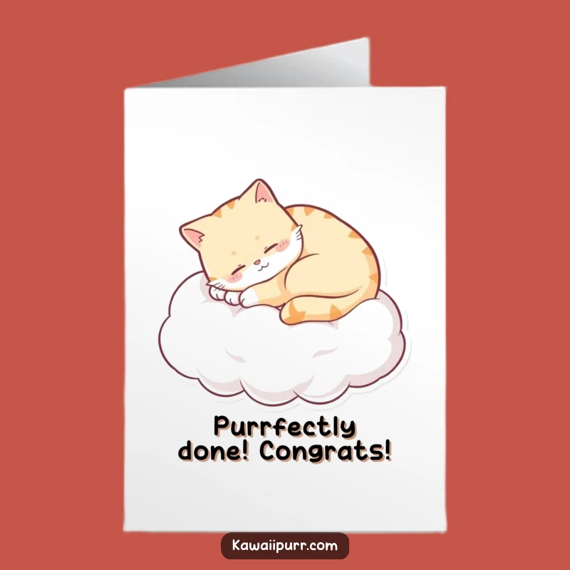Free Printable Congrats Card: Sleepy Cat Cloud - Funny Downloadable Gift!
