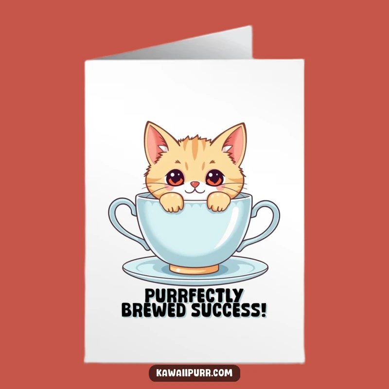 Free Printable Kawaii Cat Congratulations Card: Funny Peeking Cat Downloadable Surprise