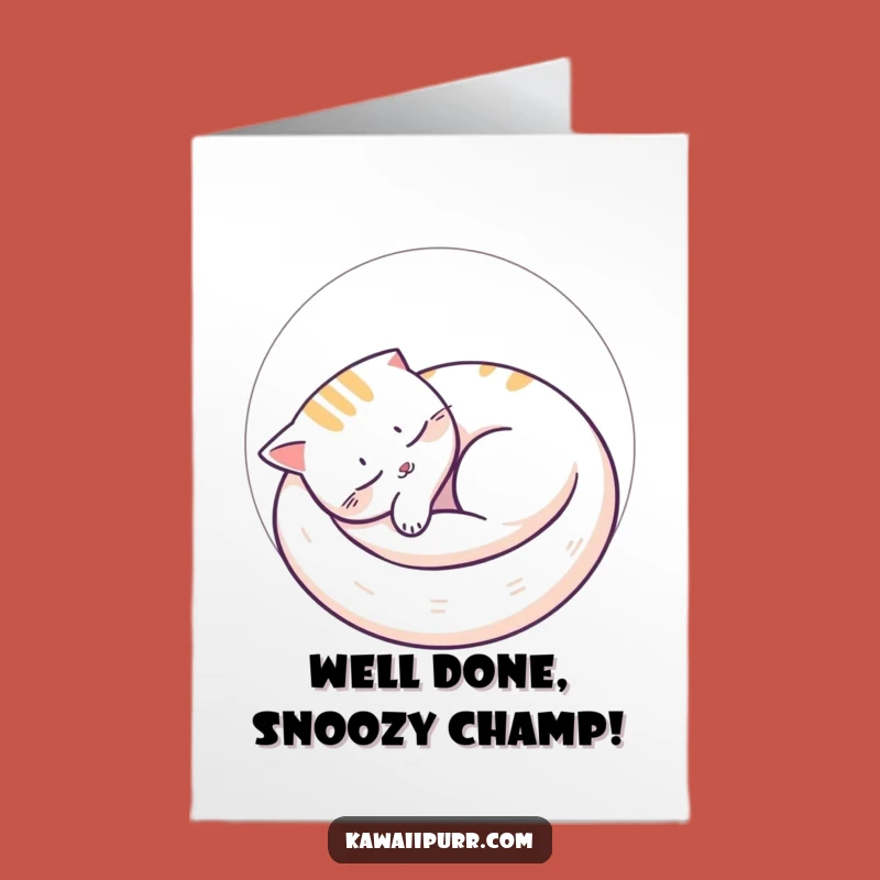 Free Printable Congrats Card: Napping Cat Circle Downloadable Celebration