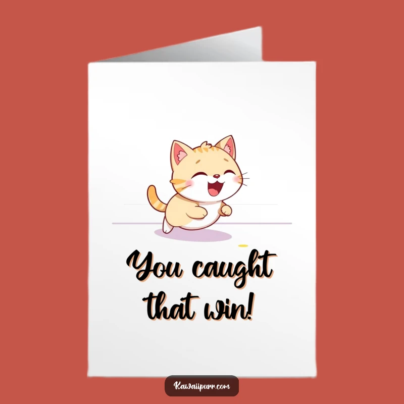 Free Printable Congrats Card: Funny Cat Laser Chase for Exciting Wins!