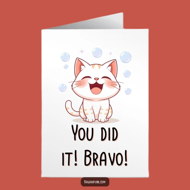 Free Printable Congrats Card: Laughing Cat & Bubbles - Hilarious Downloadable Gift