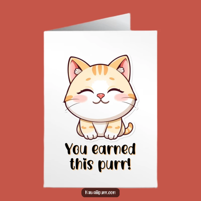 Free Printable Purring Cat Congratulations Card: Funny Downloadable Gift for Calm Success