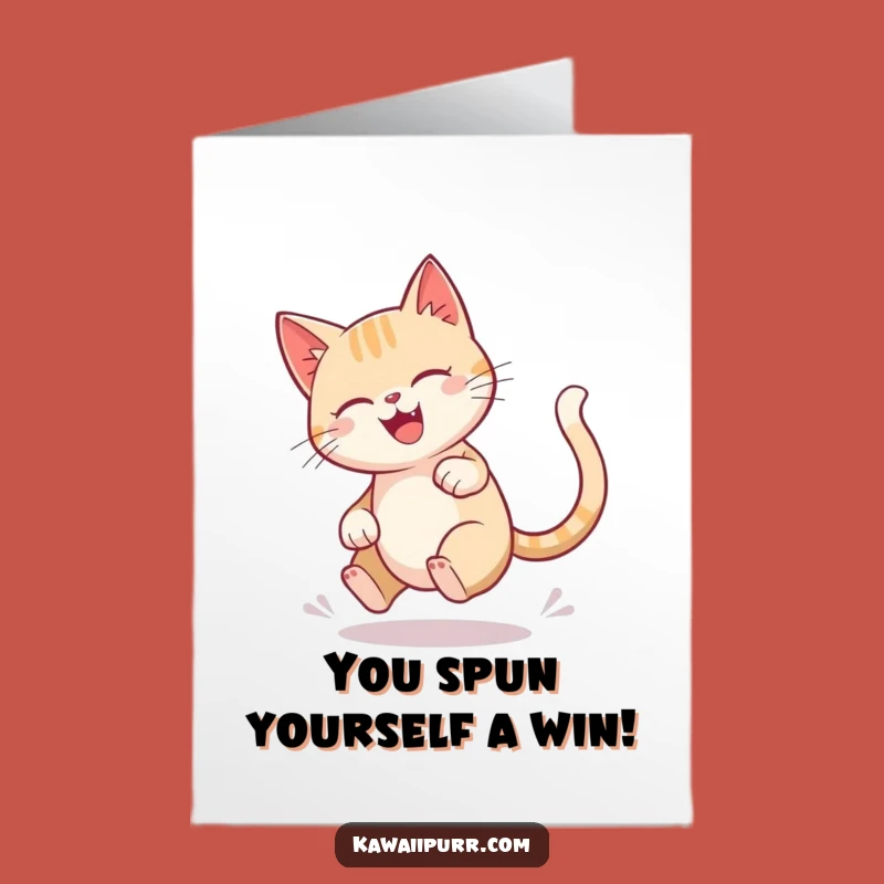 Free Printable Dizzy Cat Congratulations Card: Energetic Feline Downloadable Fun