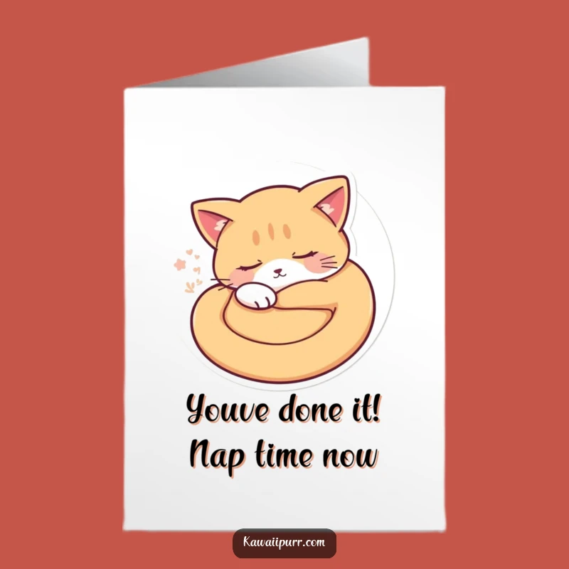 Free Printable Sleepy Cat Congrats Card: Funny Relax Downloadable Gift