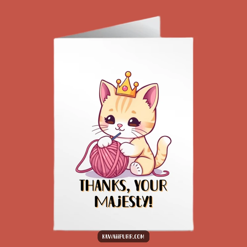 Free Printable Regal Kawaii Cat Thank You Card - Funny Downloadable Appreciation