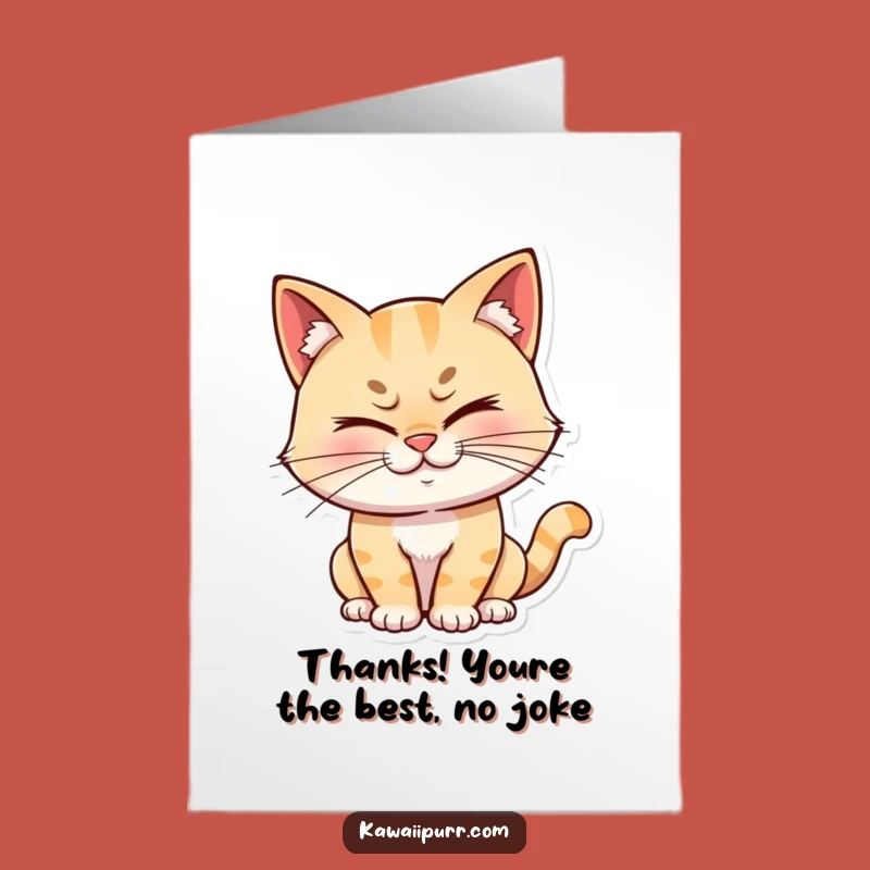 Free Printable Thank You Card Cat Wink - Cute Downloadable Gift for Appreciation