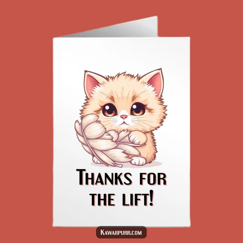 Free Printable Thank You Card: Curious Cat Feather Thanks, Funny Downloadable Greeting for Appreciation