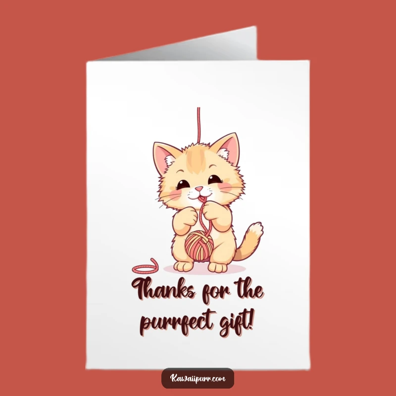 Free Printable Thank You Card: Funny Cat Says Thanks with Yarn Fun