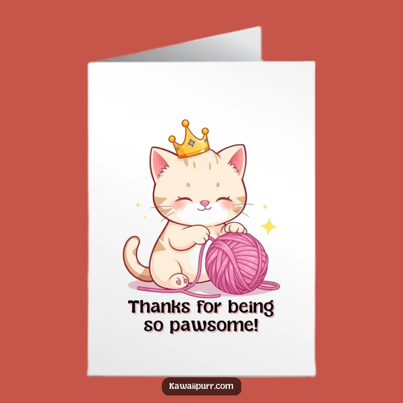 Free Printable Thank You Card: Royal Cat Yarn Thanks, Funny Downloadable Greeting for Gratitude