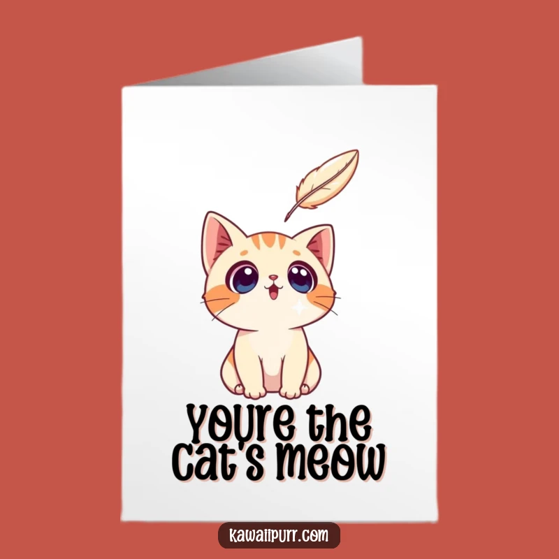 Free Printable Thank You Card: Surprised Cat Feather - Funny Pet Thanks Downloadable