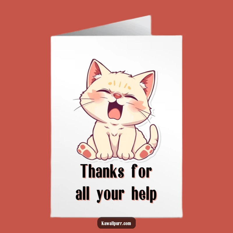 Free Printable Yawning Kitten Thank You Card - Funny Downloadable Cozy Appreciation