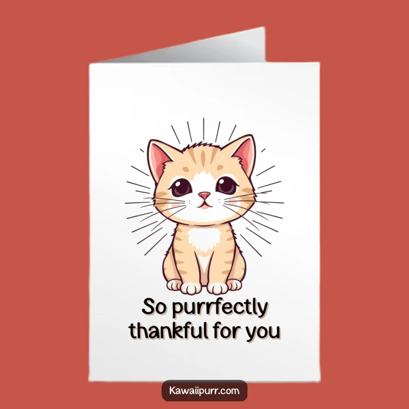 Free Printable Thank You Card: Grateful Purring Kitten, Funny Downloadable Gift for Appreciation