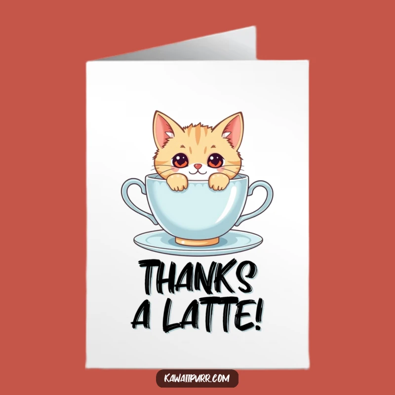 Free Printable Kawaii Cat Thank You Card: Adorable Peeking Cat Funny Downloadable