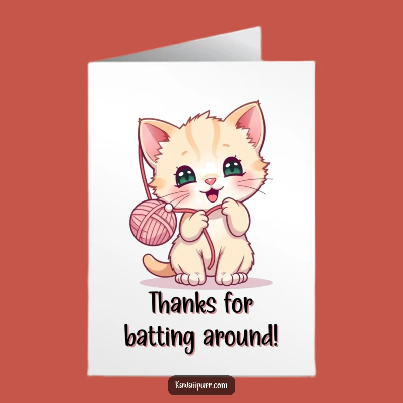 Free Printable Kitten Thank You Card: Grateful Kitten Yarn Funny Downloadable Gift