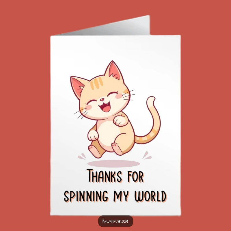 Free Printable Dizzy Cat Thank You Card: Grateful Feline Downloadable Surprise