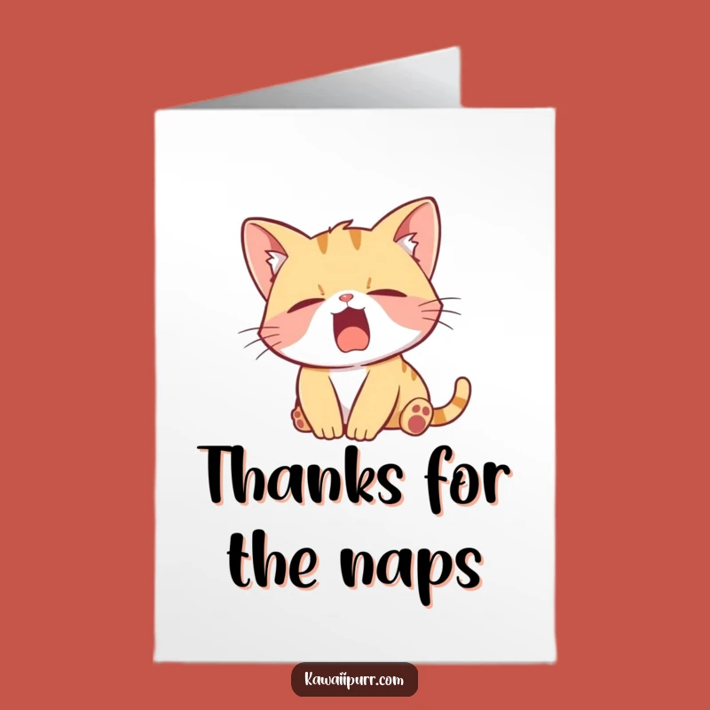 Free Printable Thank You Card: Lazy Kitten Yawn Funny Downloadable Gift