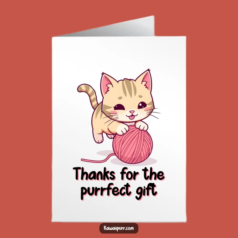 Free Printable Thank You Card: Playful Cat Yarn - Funny Downloadable Gift!