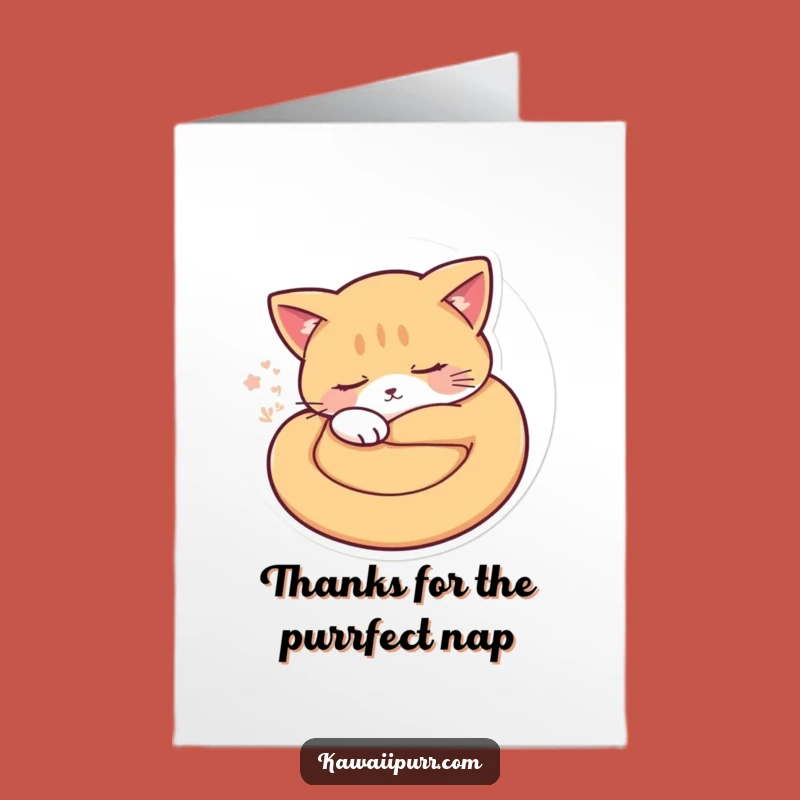 Free Printable Sleepy Cat Thank You Card: Funny Appreciation Downloadable Gift