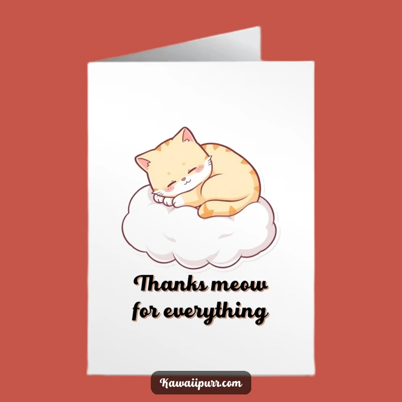 Free Printable Thank You Card: Sleepy Cat Cloud - Funny Downloadable Gift!