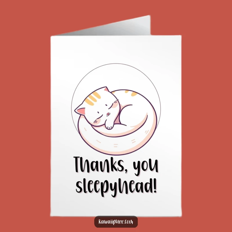 Free Printable Thank You Card: Napping Cat Circle Downloadable Gratitude