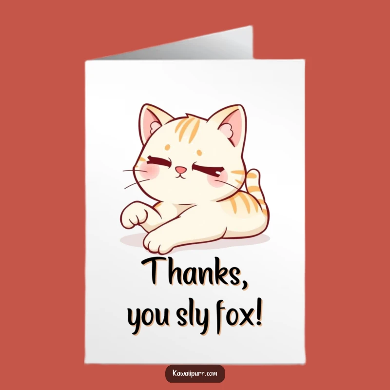 Free Printable Winking Kawaii Cat Thank You Card - Funny Downloadable Cheeky Greeting