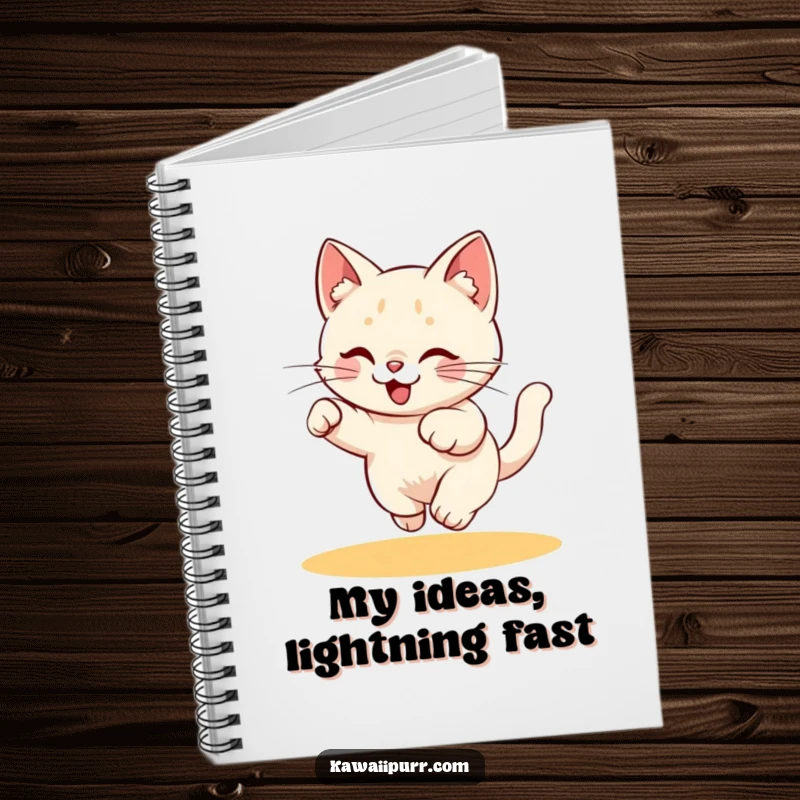 Funny Notebook: Journal with a playful kitty character energetically chasing a laser pointer dot, ideal for energetic note-taking.