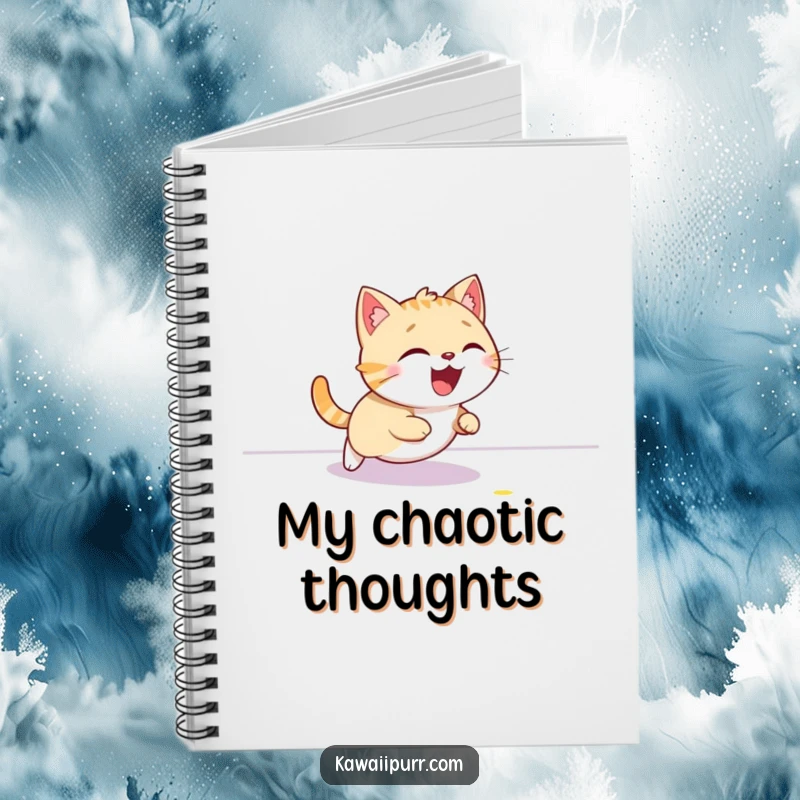 Funny cat notebook, giggling while chasing a red laser dot, perfect for journaling playful thoughts and ideas.