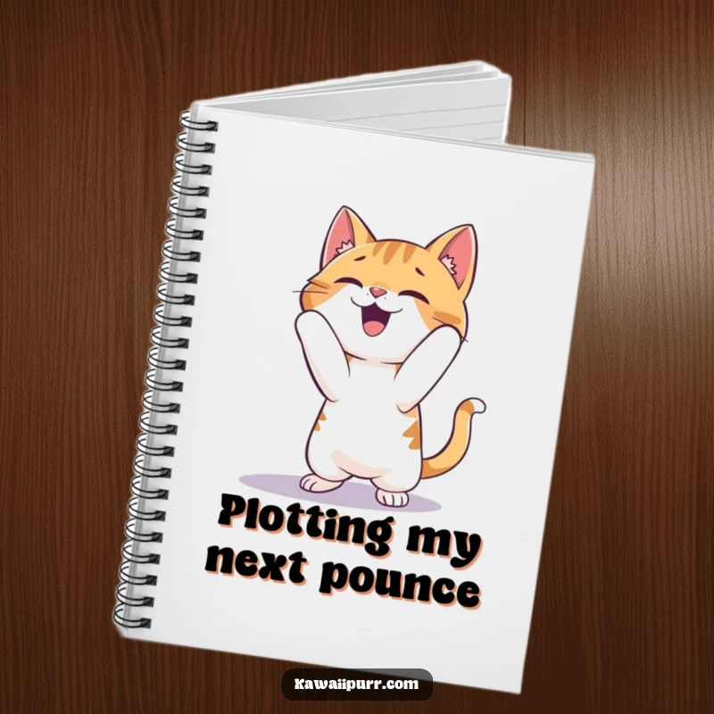 Funny Cat Notebook: A notebook cover illustrating a cat gleefully pouncing on its shadow with boundless playful excitement.