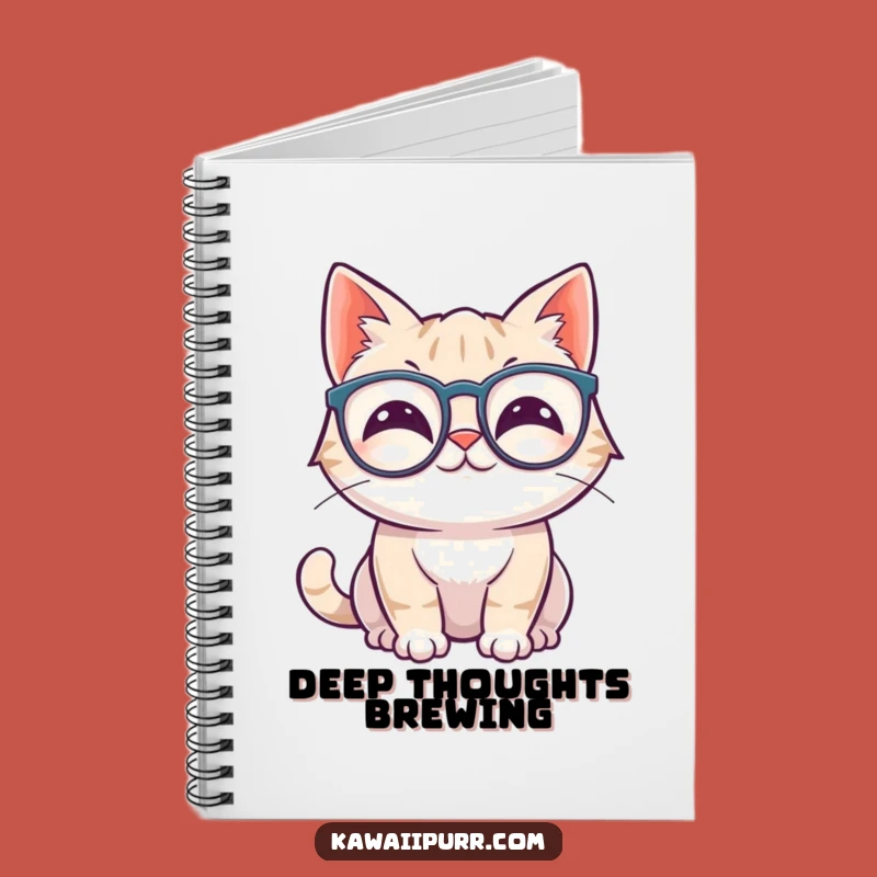 Funny Kawaii Cat Glasses Notebook: Study Wiggling Ears Feline Journal Gift